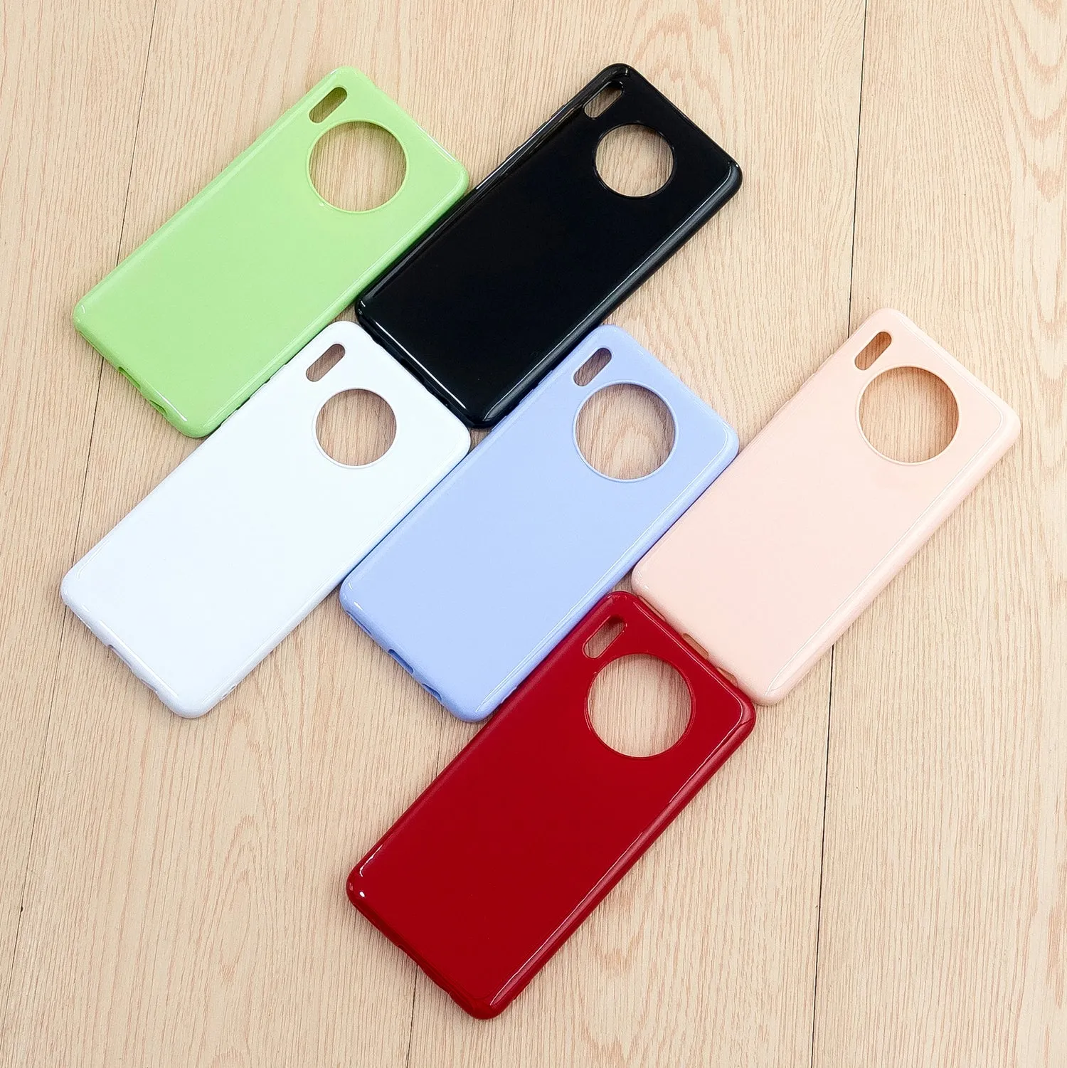 For HUAWEI Mate 30/30 Lite/30 Pro Cellphone Case Simple Profile Soft TPU Shock-Absorption Phone Cover Bright black