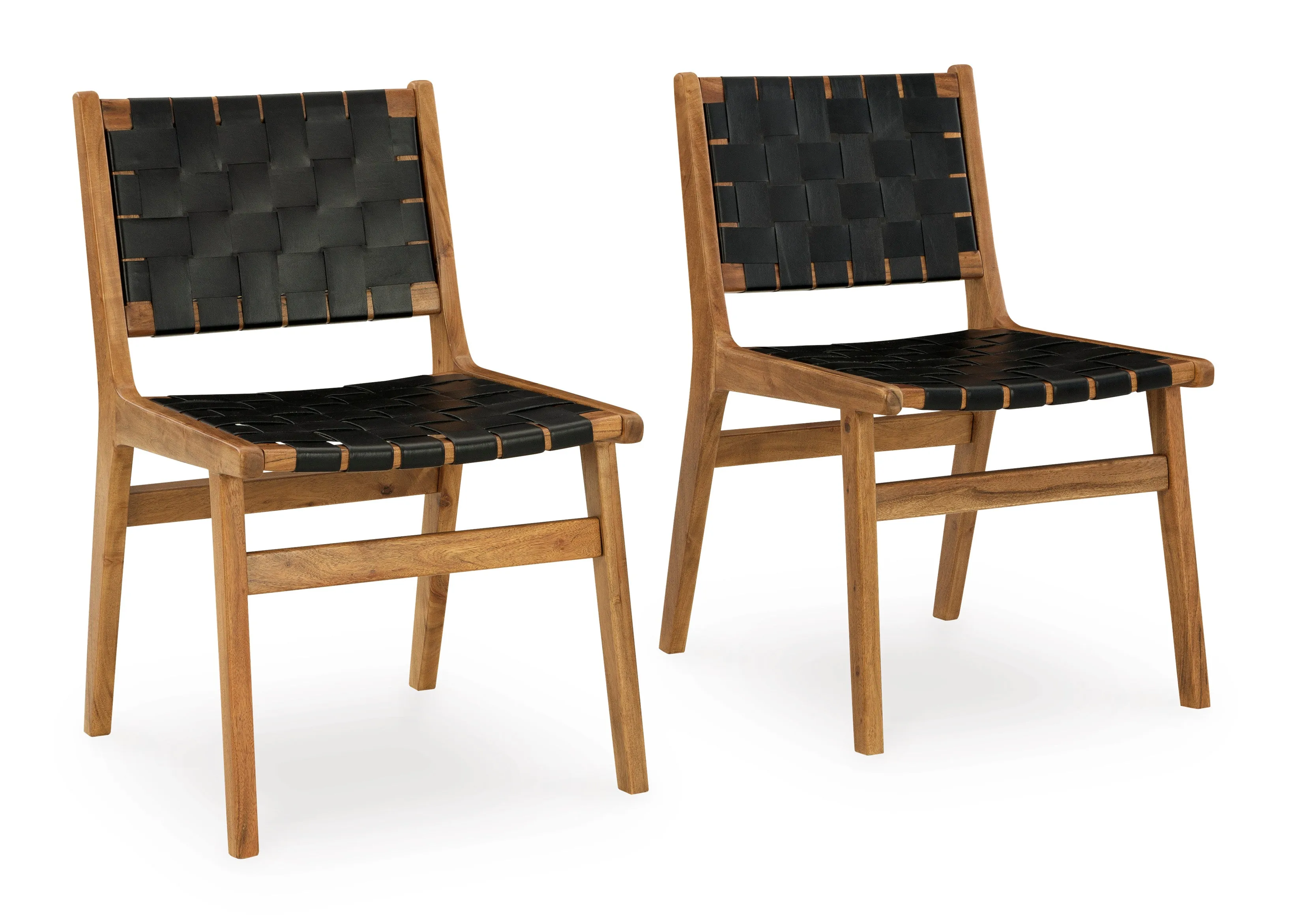 Fortune Leather & Wood Chairs (set of 2)