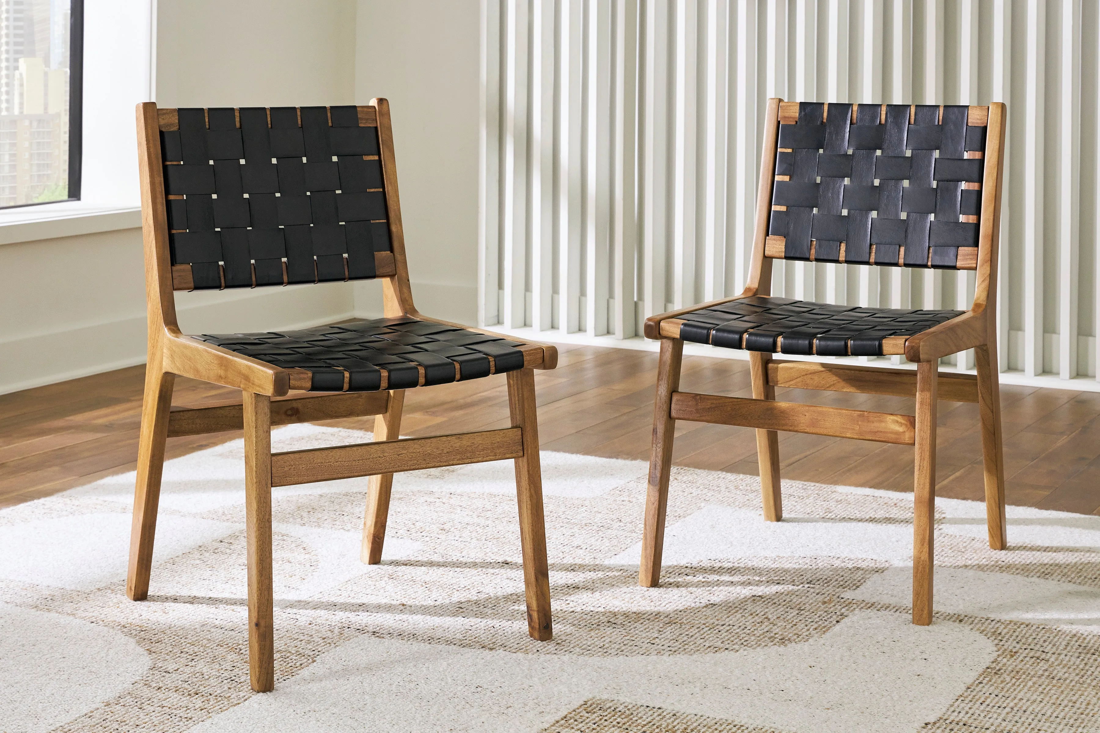 Fortune Leather & Wood Chairs (set of 2)