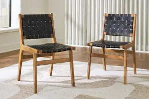 Fortune Leather & Wood Chairs (set of 2)