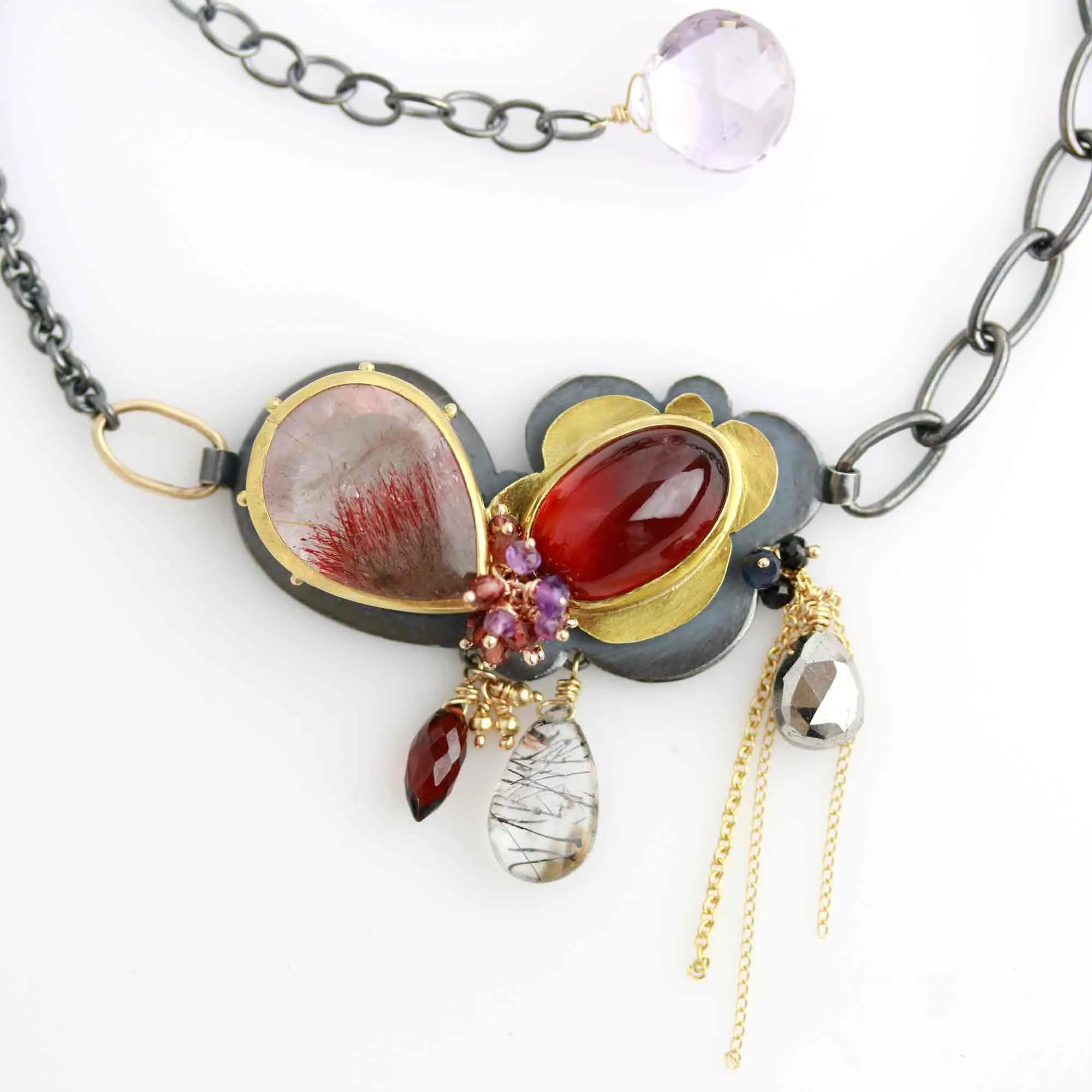 Garnet and Amethyst Lepidocrocite Perfect Pairing Necklace