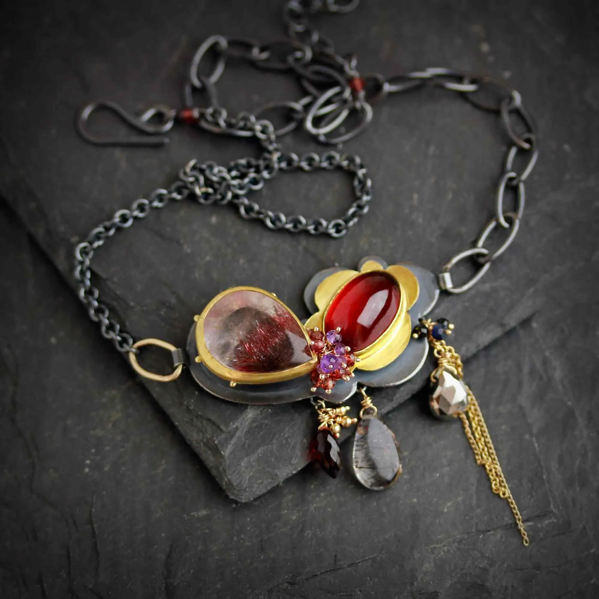 Garnet and Amethyst Lepidocrocite Perfect Pairing Necklace