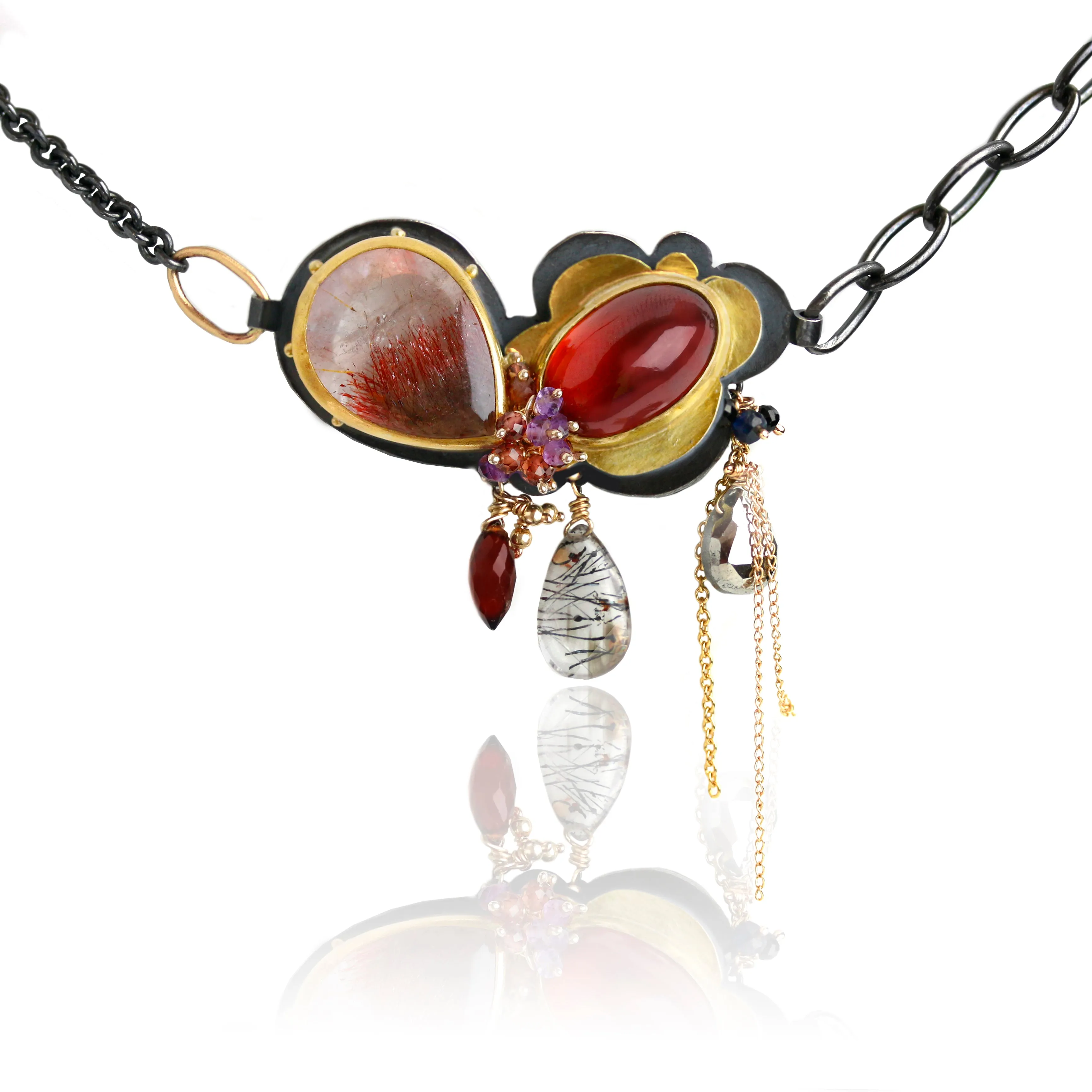 Garnet and Amethyst Lepidocrocite Perfect Pairing Necklace