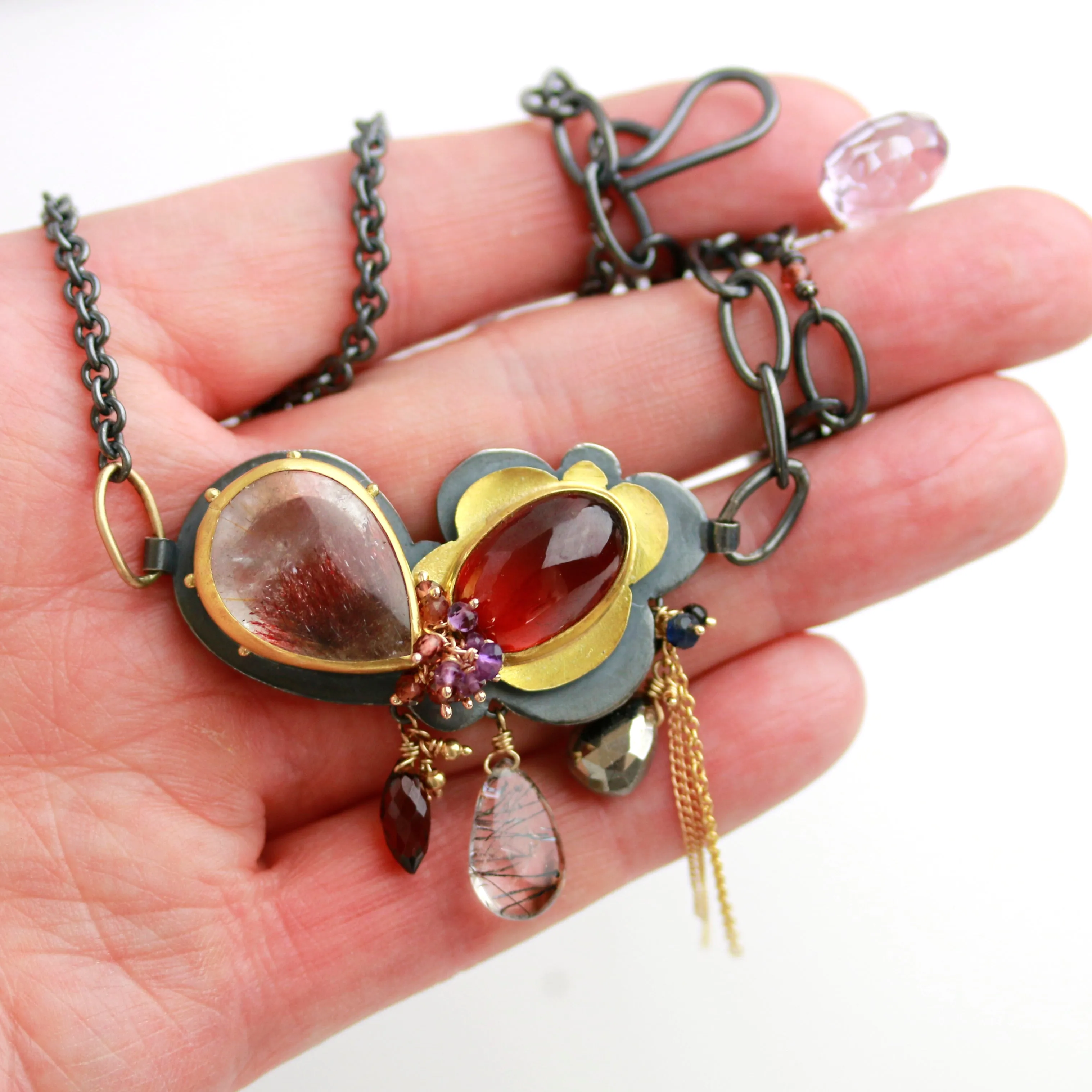 Garnet and Amethyst Lepidocrocite Perfect Pairing Necklace