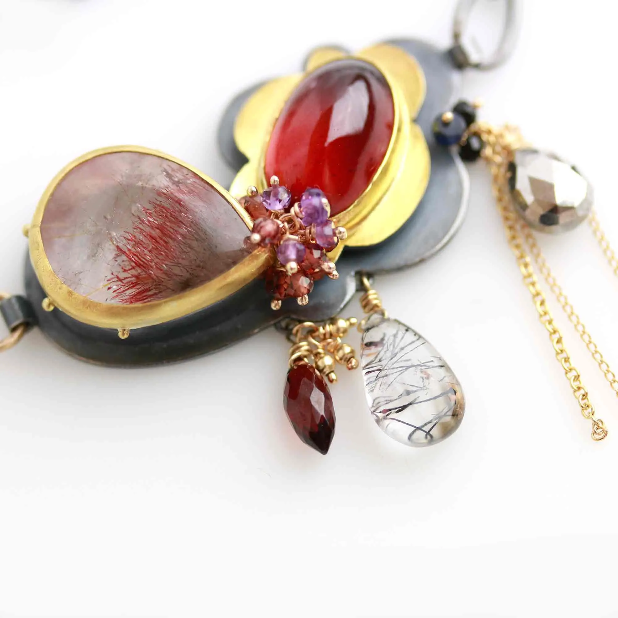 Garnet and Amethyst Lepidocrocite Perfect Pairing Necklace