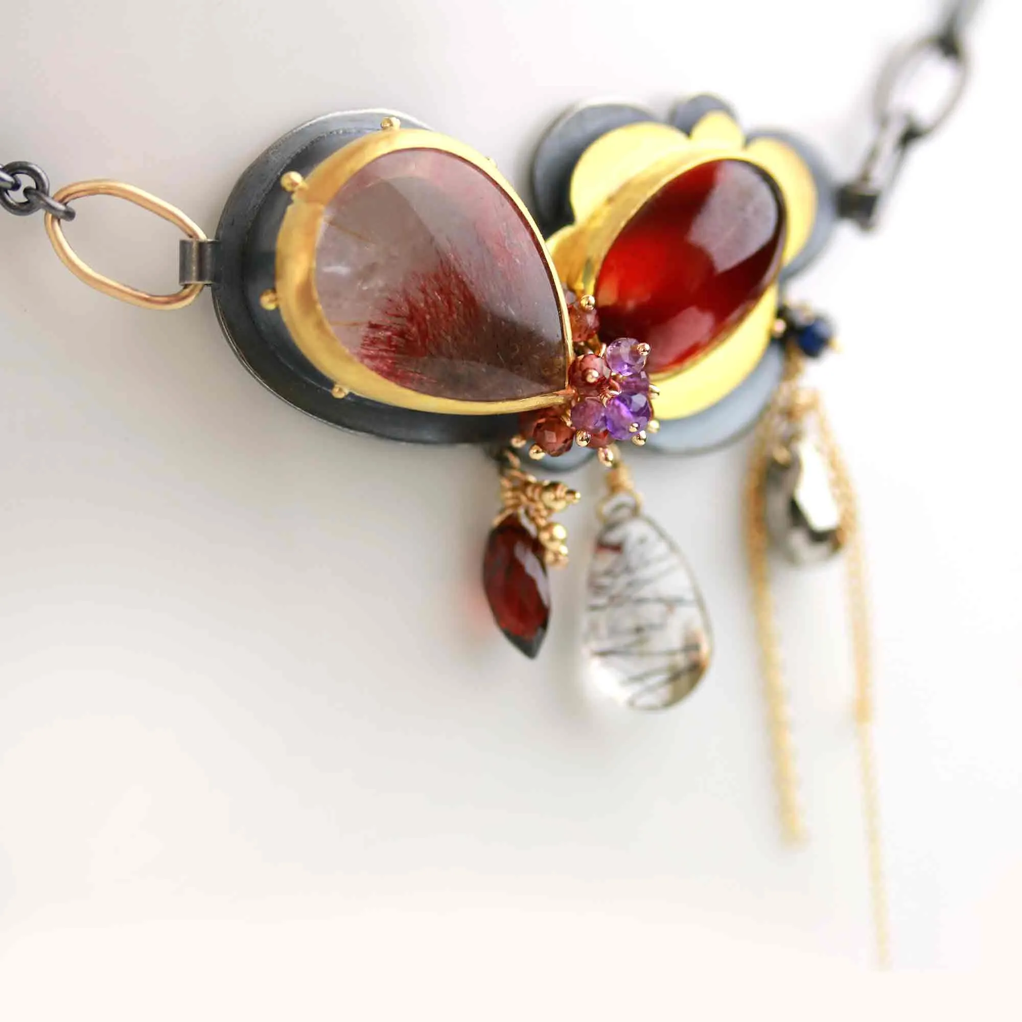 Garnet and Amethyst Lepidocrocite Perfect Pairing Necklace