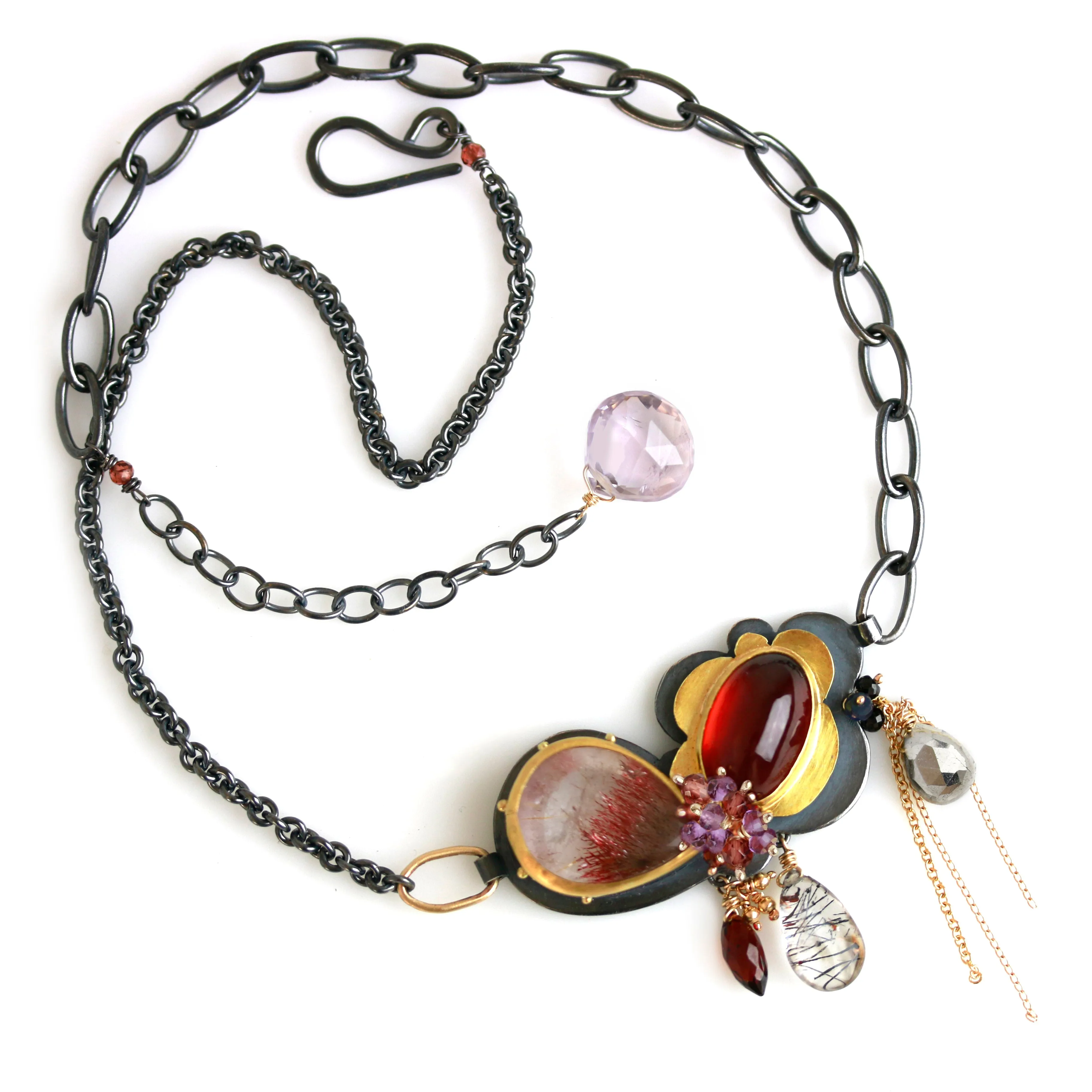 Garnet and Amethyst Lepidocrocite Perfect Pairing Necklace