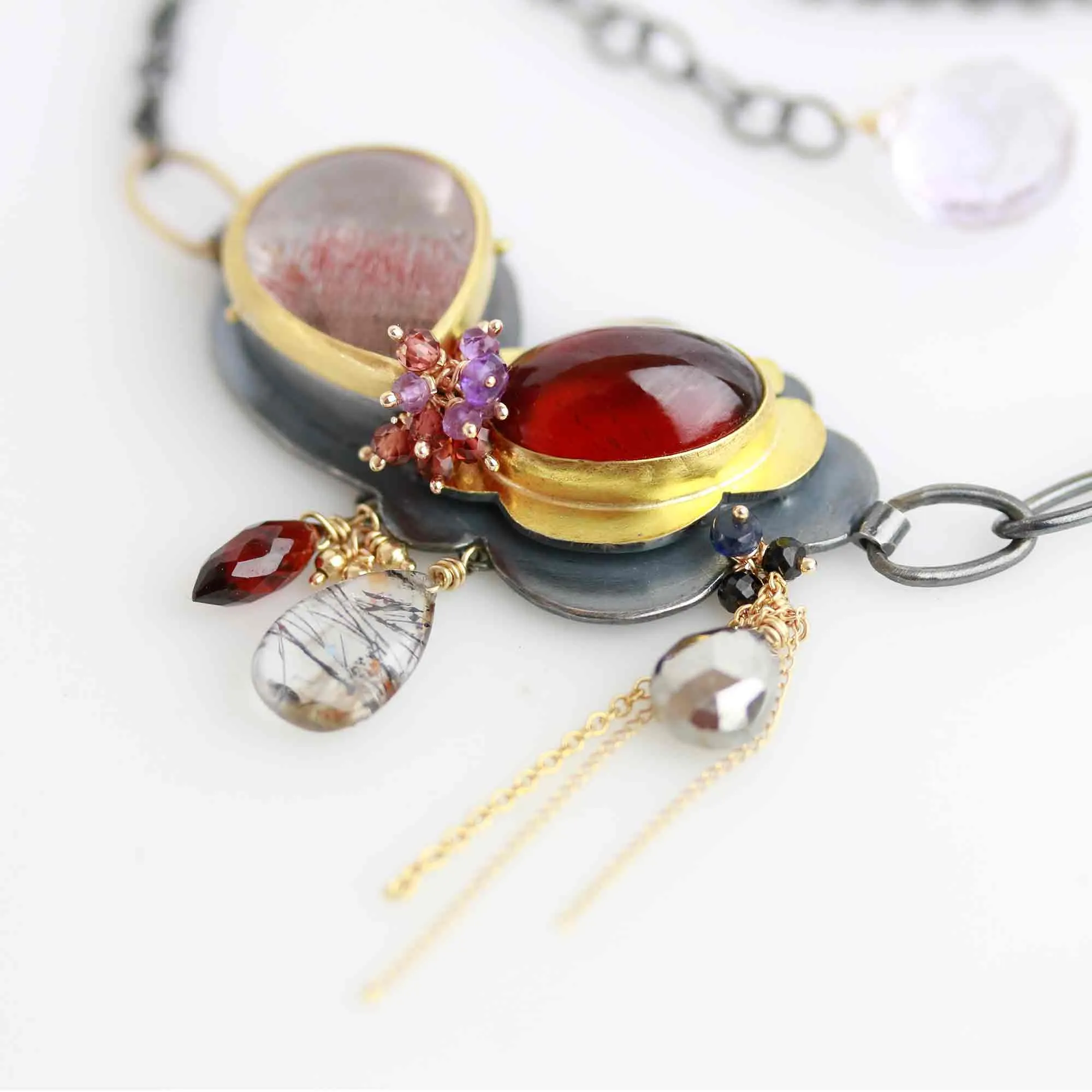 Garnet and Amethyst Lepidocrocite Perfect Pairing Necklace