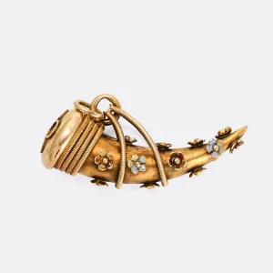 Georgian 18k Gold Cornucopia "Horn of Plenty" Charm