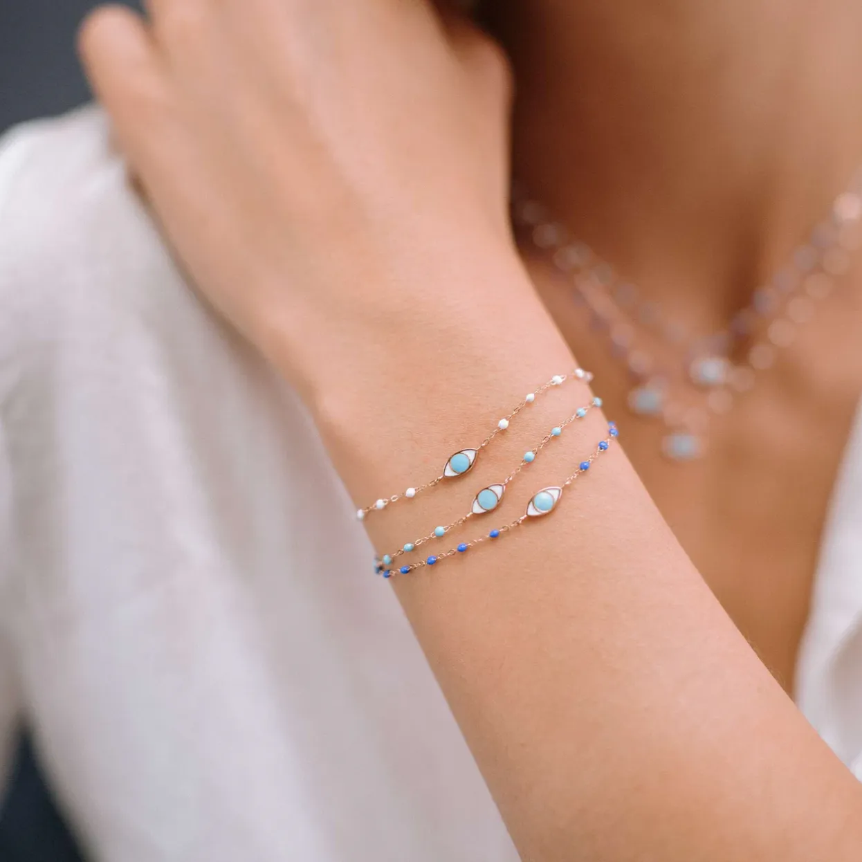 Gigi Clozeau Eye Classic Bracelet Bleuet & Yellow Gold