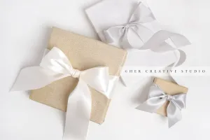Gold & White Holiday Presents on White Background
