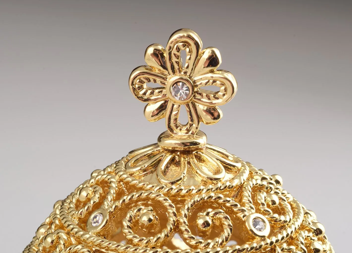 Gold Faberge Egg with Clock Inside