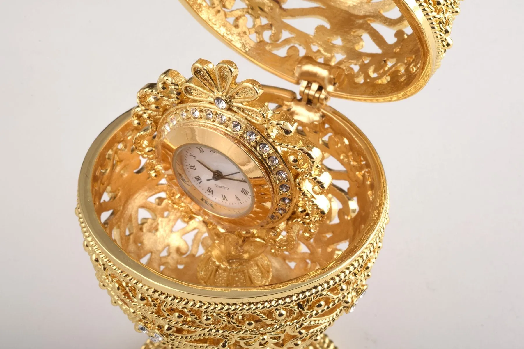 Gold Faberge Egg with Clock Inside