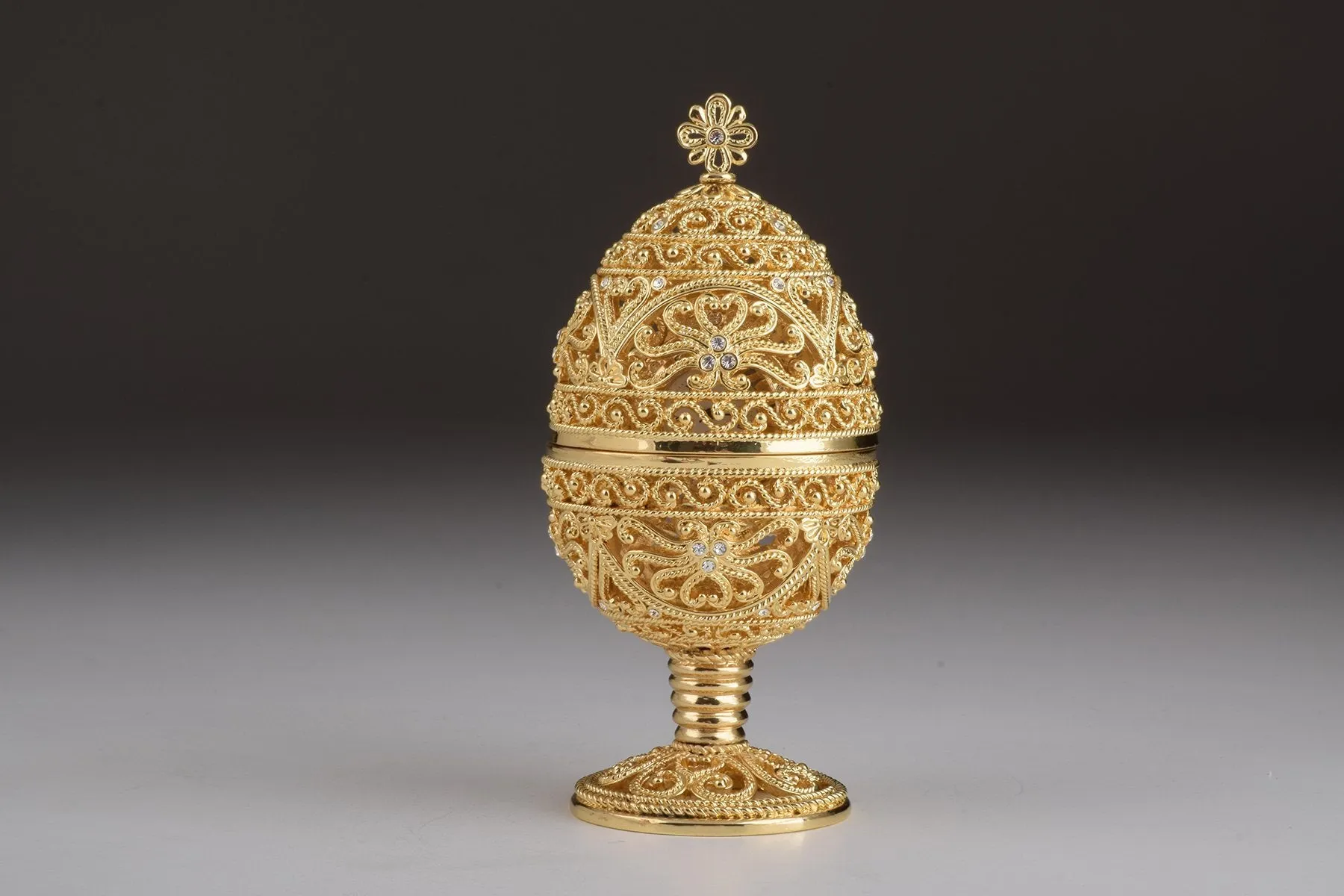 Gold Faberge Egg with Clock Inside