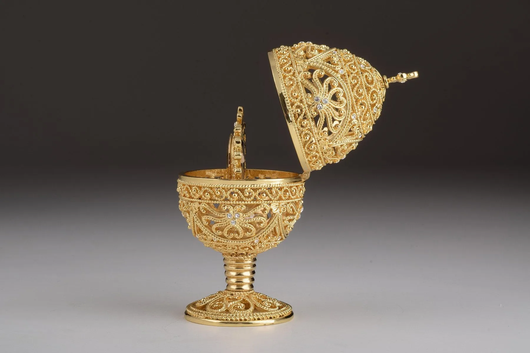 Gold Faberge Egg with Clock Inside