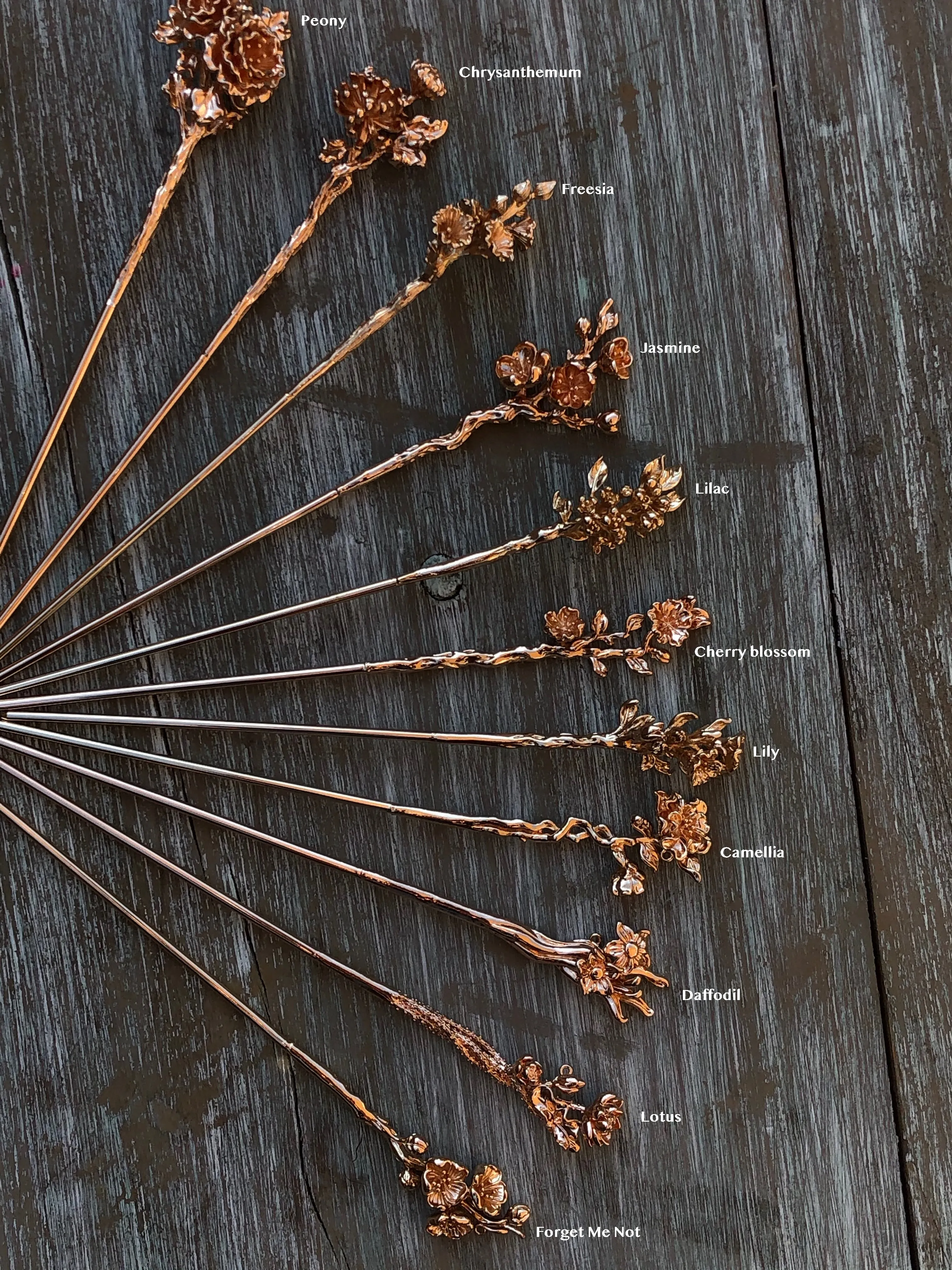 Gold Flower Garden Hair Stick Pin