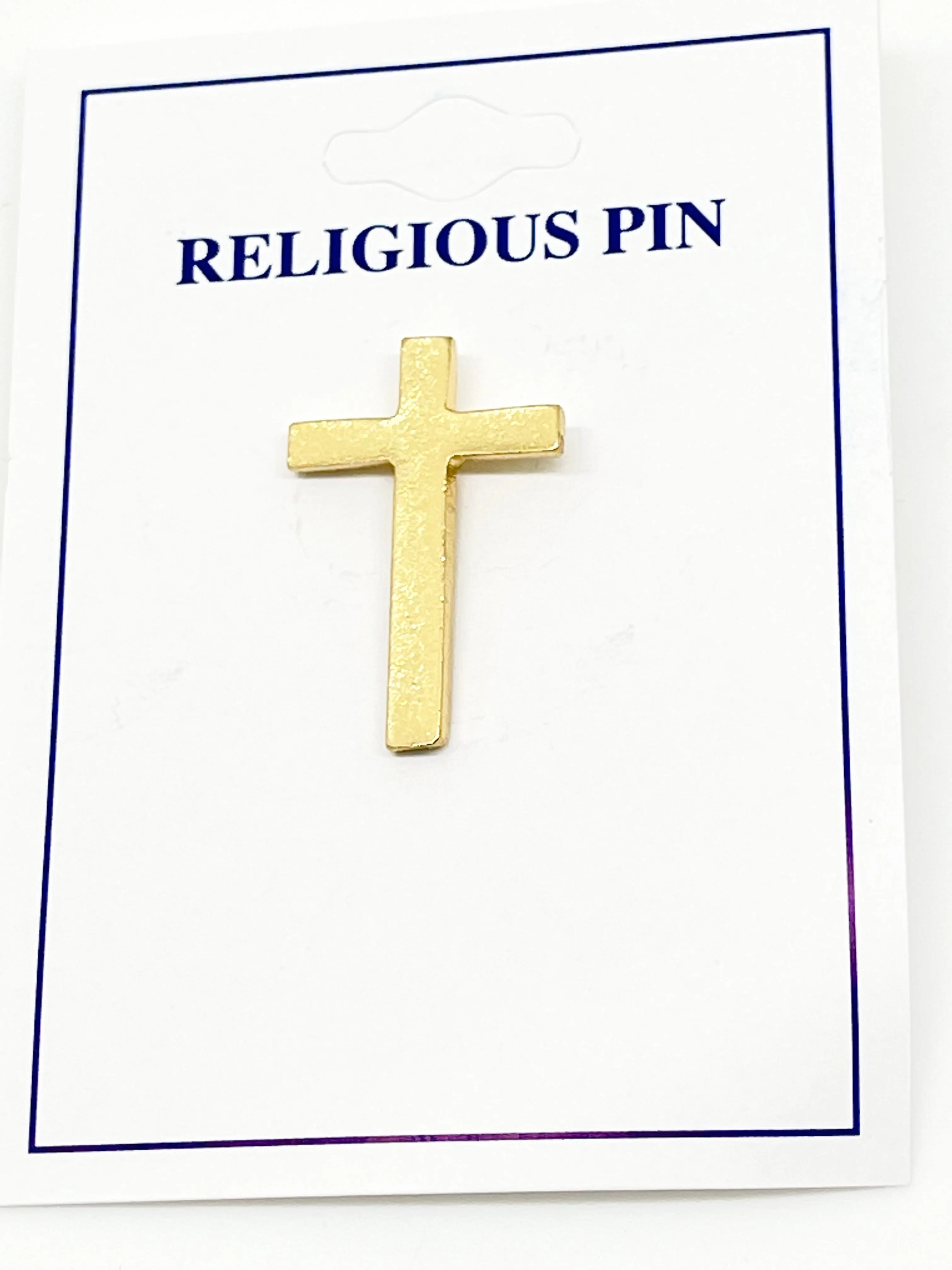 Gold Simple Cross Pin 1"