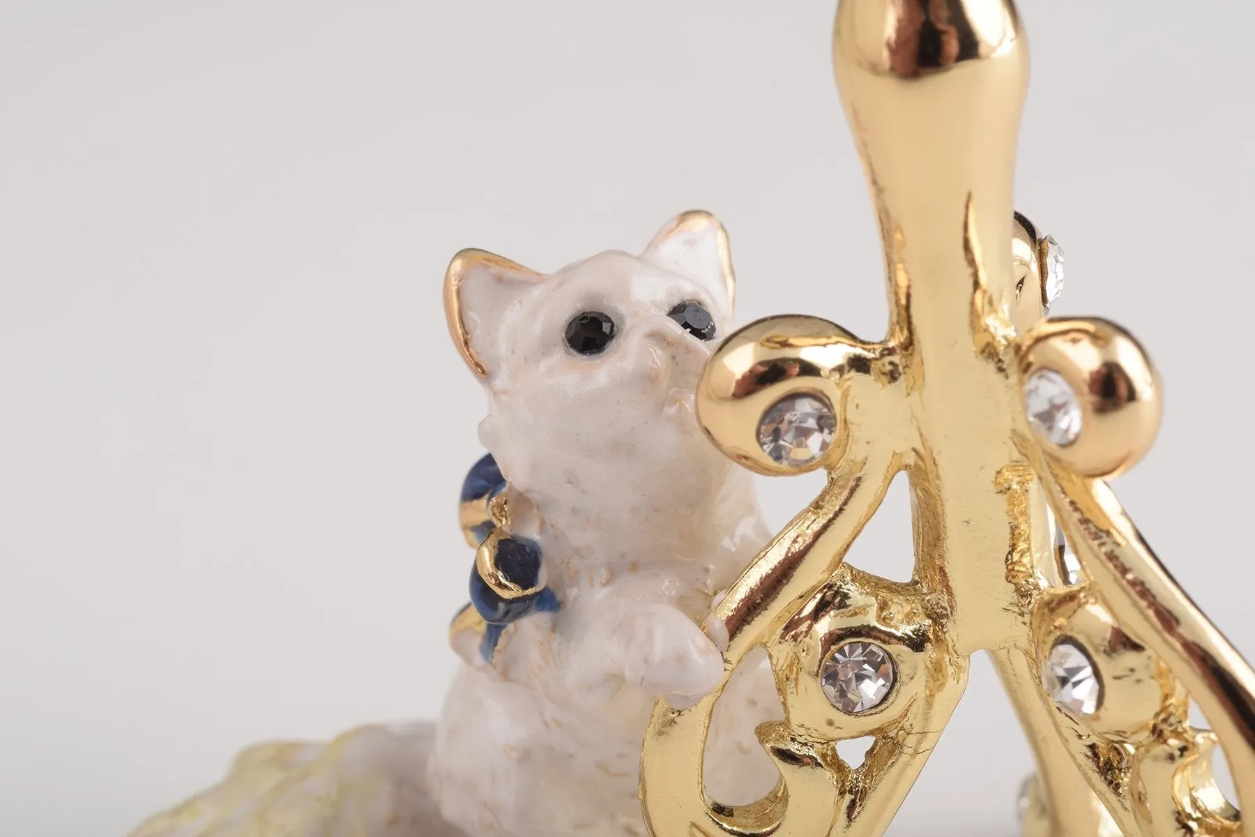 Gold Standing Lamp with Cat and Bird