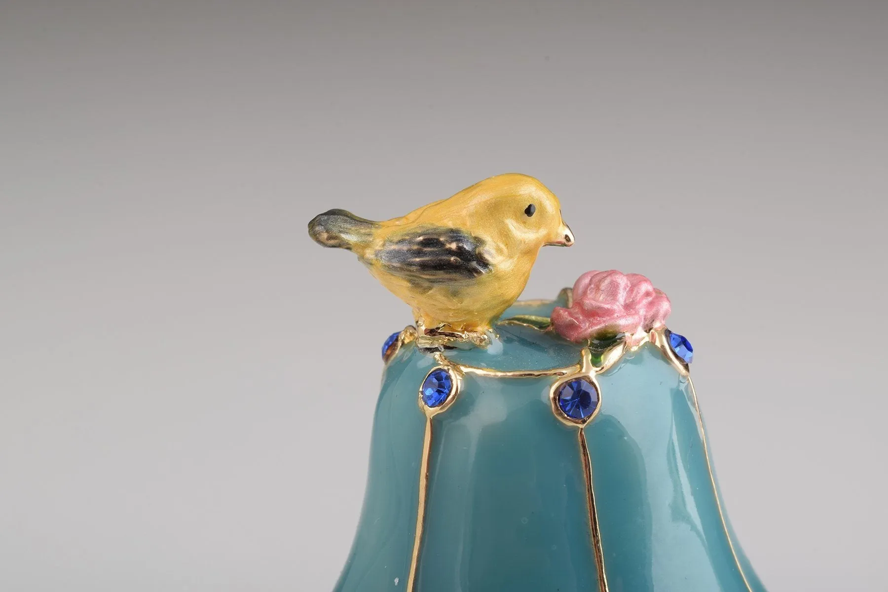 Gold Standing Lamp with Cat and Bird