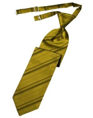 Gold Striped Satin Kids Necktie