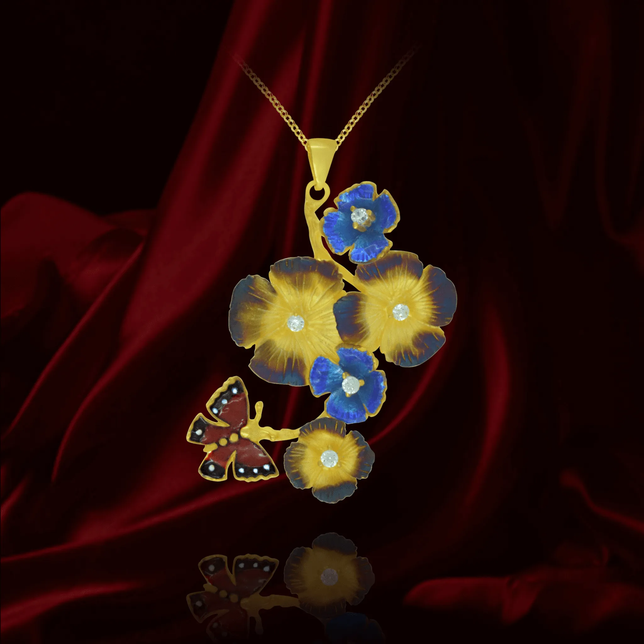 Golden Ember Blossom Pendant