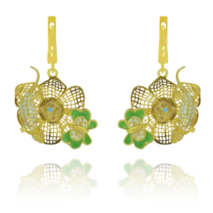 Golden Filigree Flower Earrings