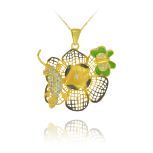 Golden Filigree Flower Pendant