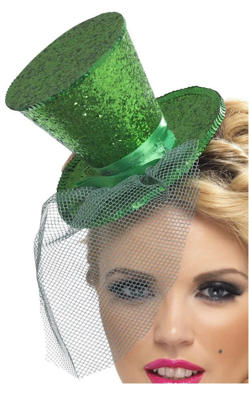 Green Glitter Mini Top Hat