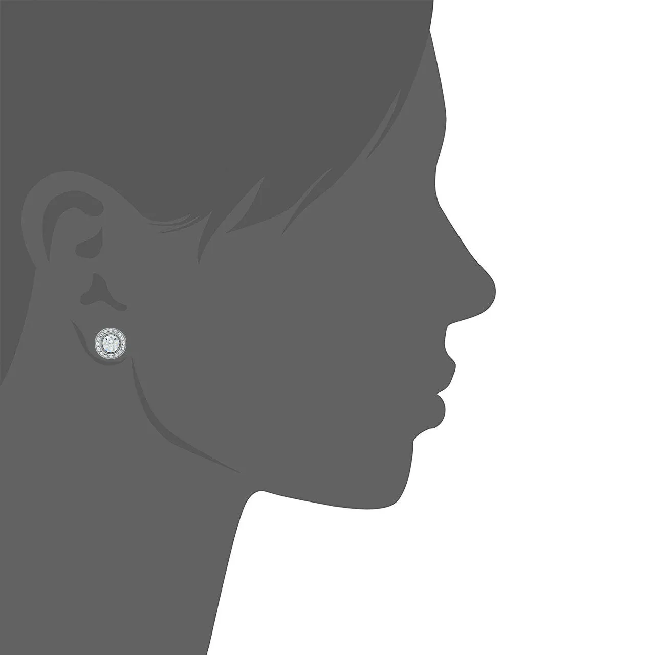 Halo Pave Stud Earrings with White Clear Round Crystals from Swarovski Silver Toned Rhodium Plated