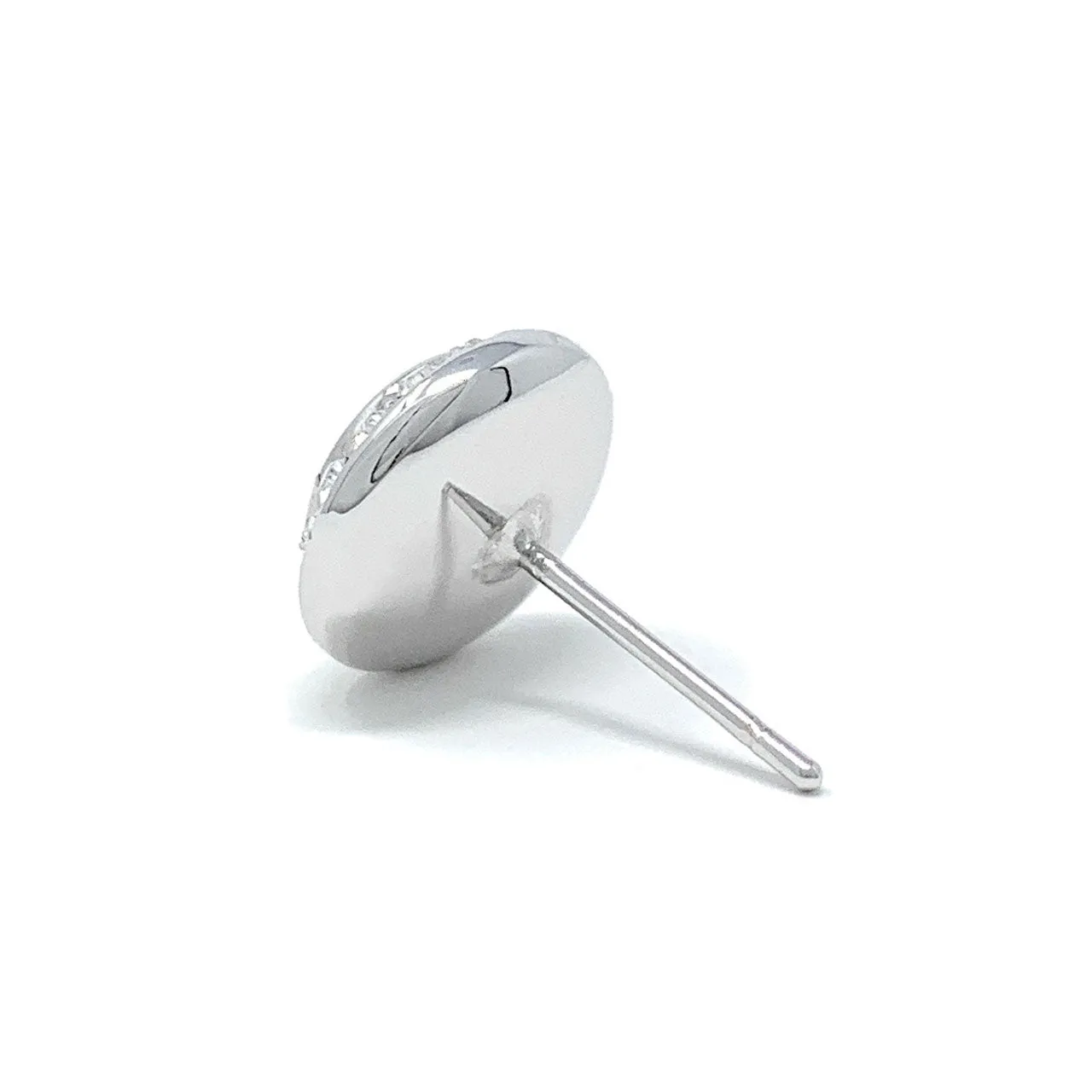 Halo Pave Stud Earrings with White Clear Round Crystals from Swarovski Silver Toned Rhodium Plated