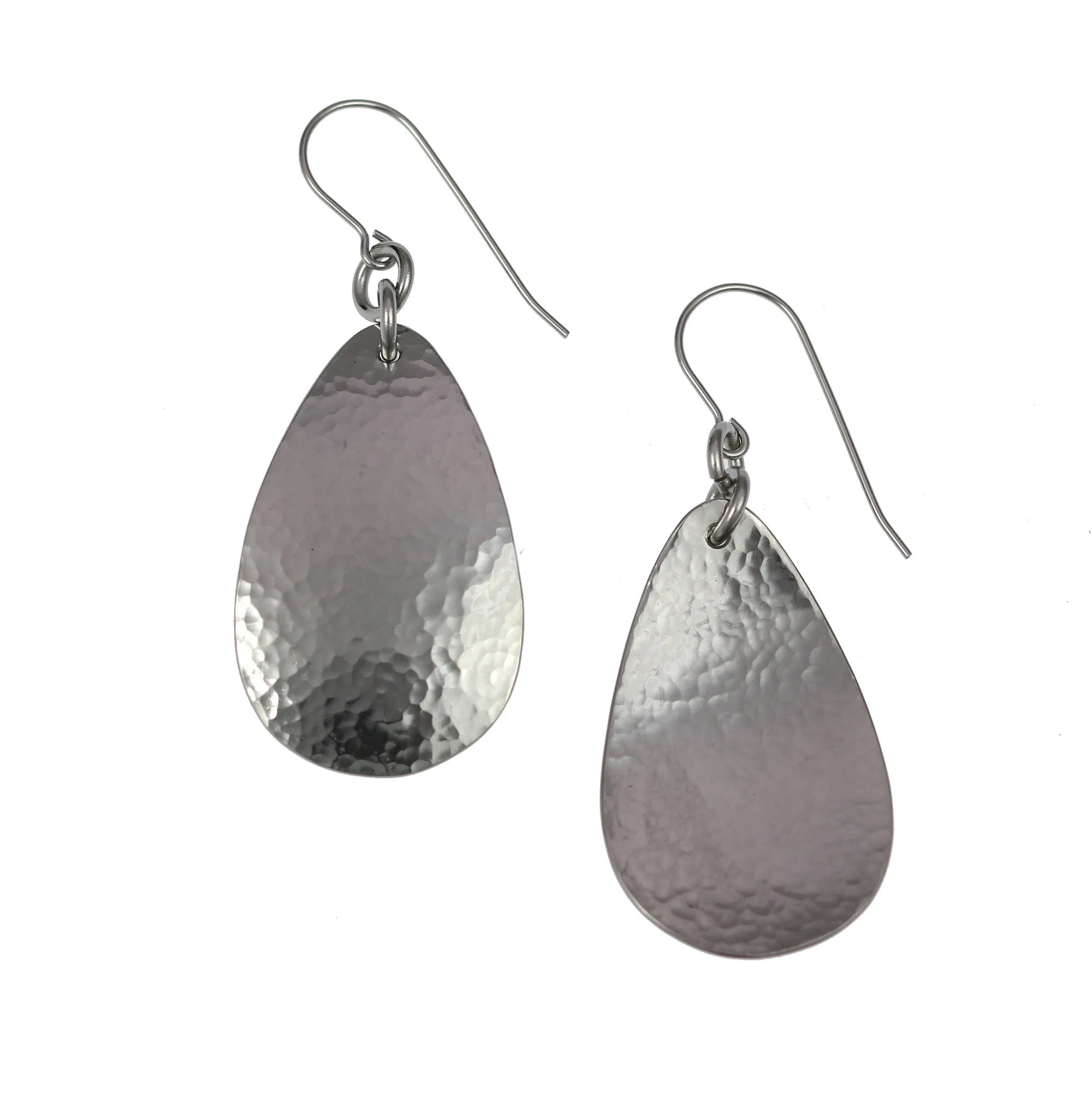 Hammered Stainless Steel Drop Earrings
