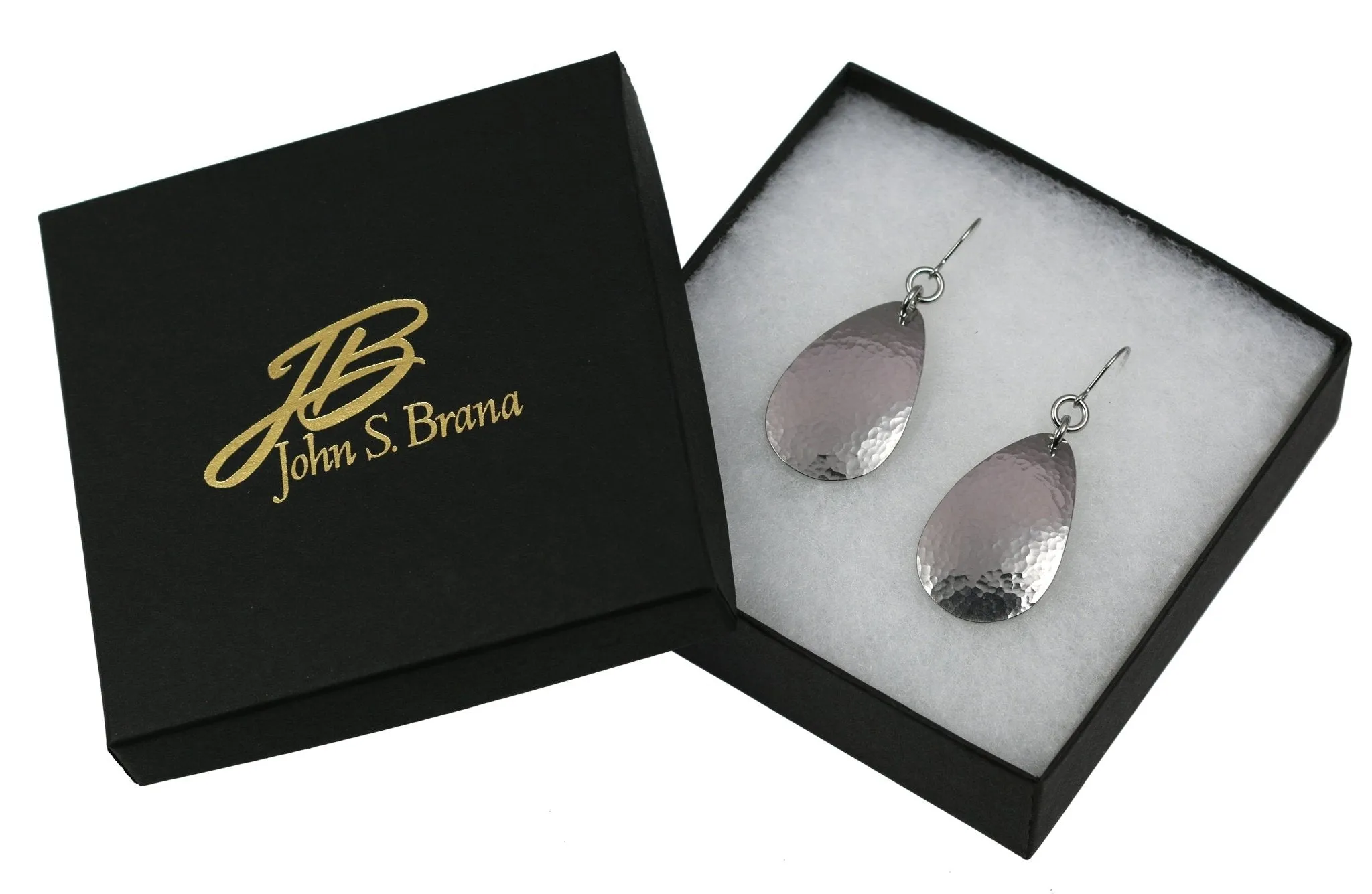 Hammered Stainless Steel Drop Earrings