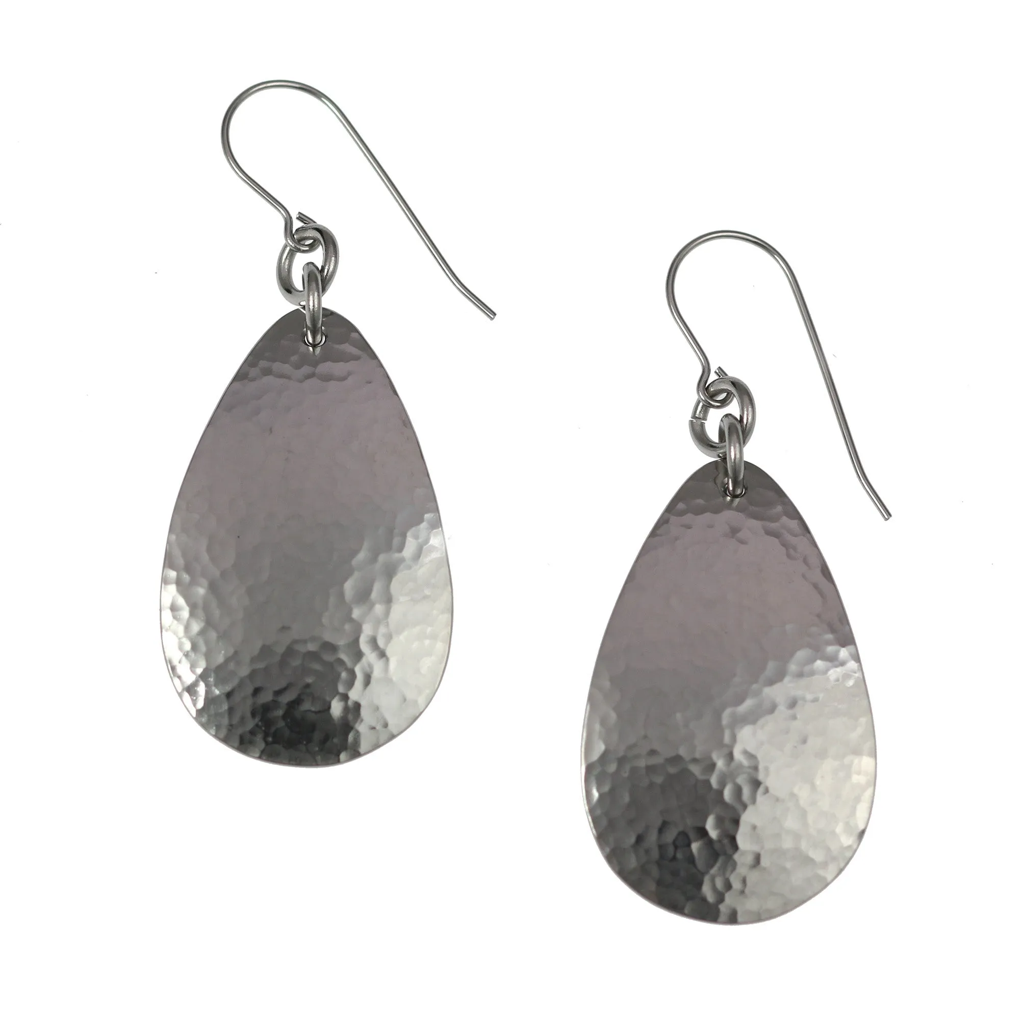 Hammered Stainless Steel Drop Earrings