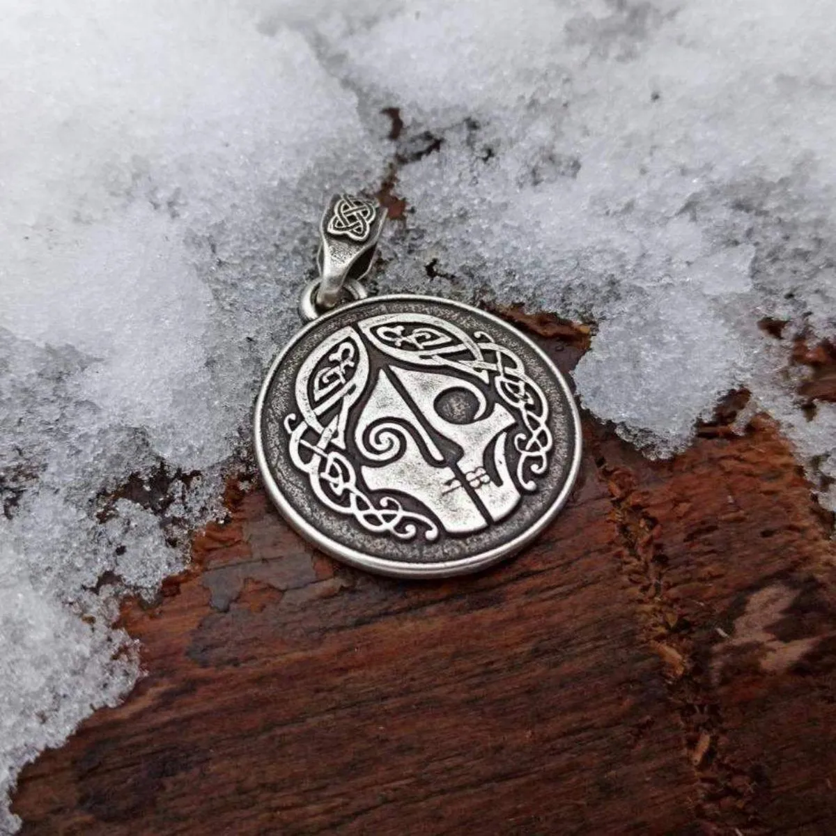 Hel goddess silver plated pendant