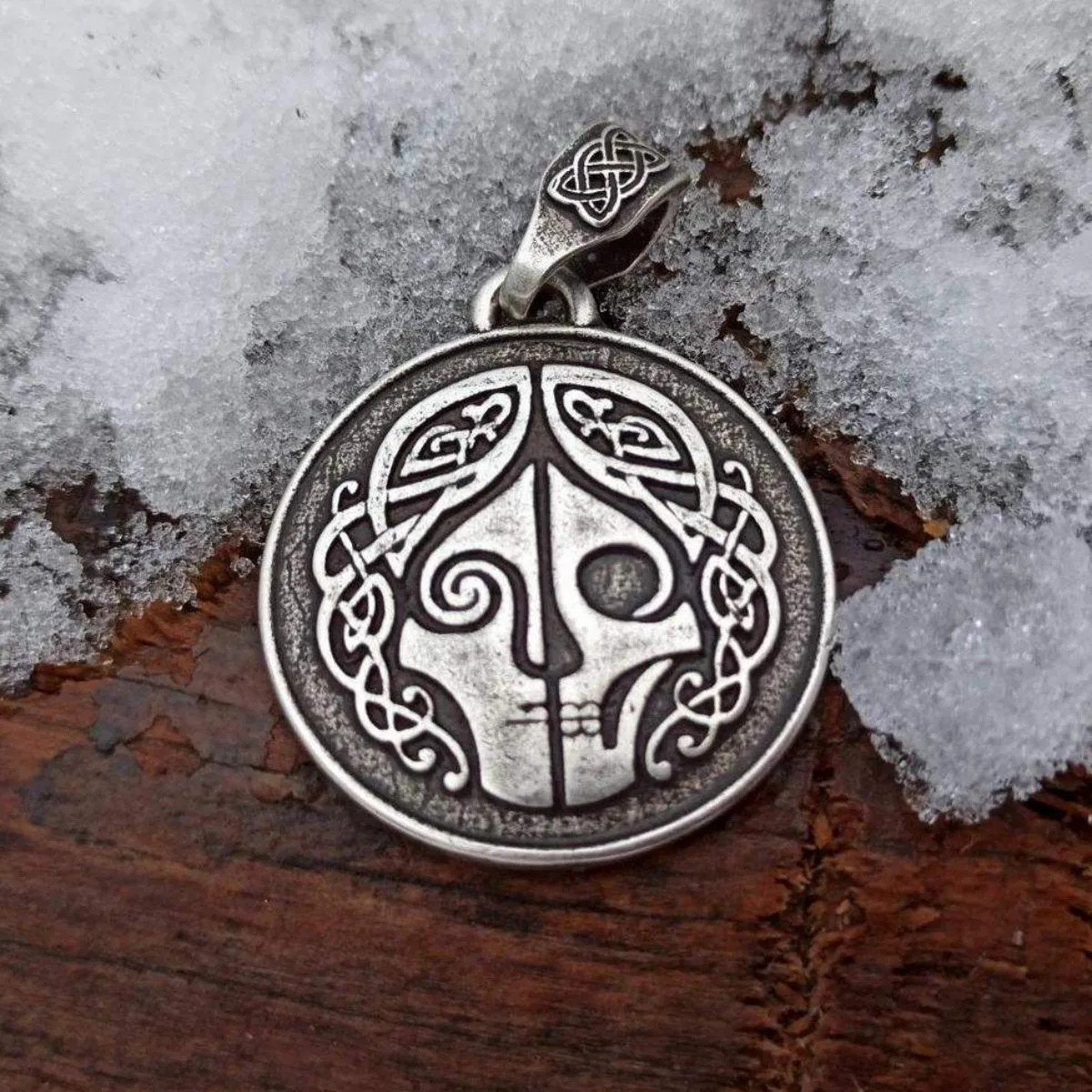 Hel goddess silver plated pendant