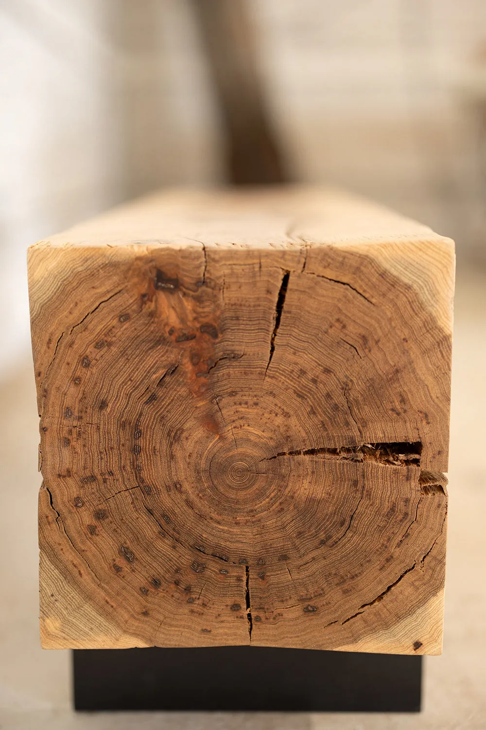 Hickory Wood Knife Beam Bench | Reclaimed Solid Wood Bench