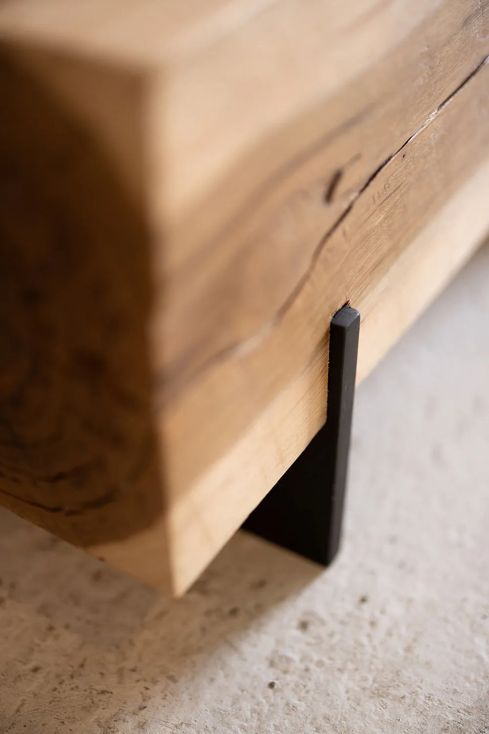 Hickory Wood Knife Beam Bench | Reclaimed Solid Wood Bench
