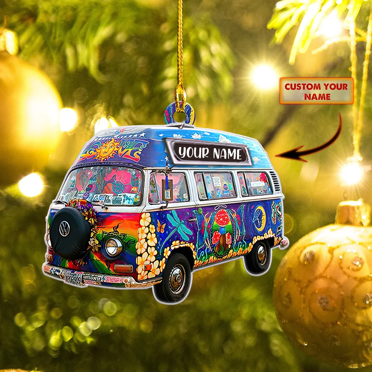 Hippie Car - Shaped Ornament