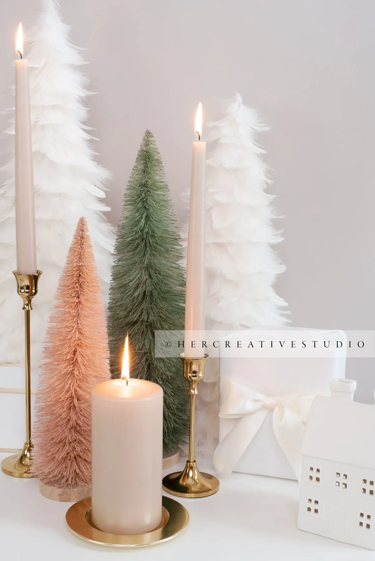 Holiday Tablescape with Trees & Candles