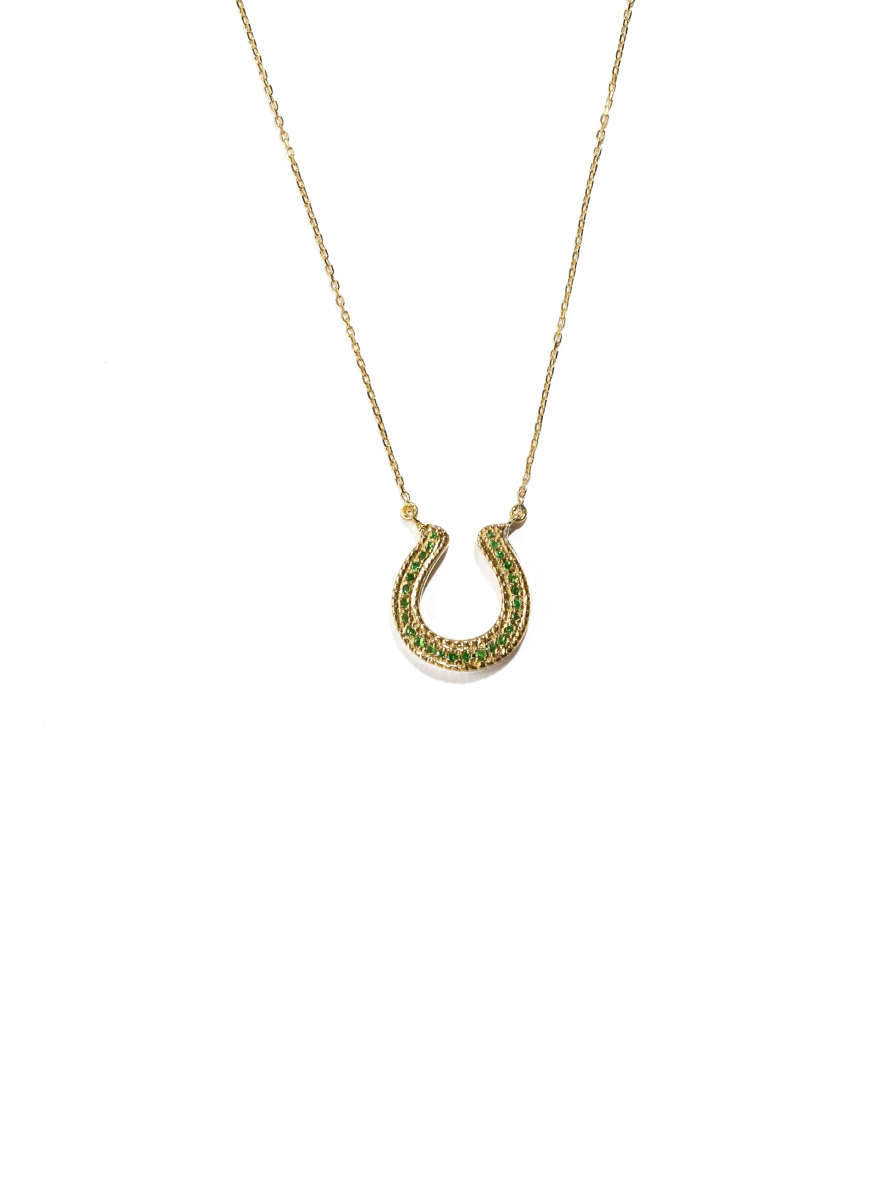 Horseshoe Necklace with Green Tsavorites