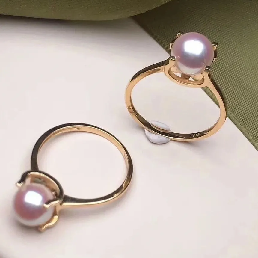 Intense Gold Nested Akoya Pearl Ring, 7.0-7.5 mm