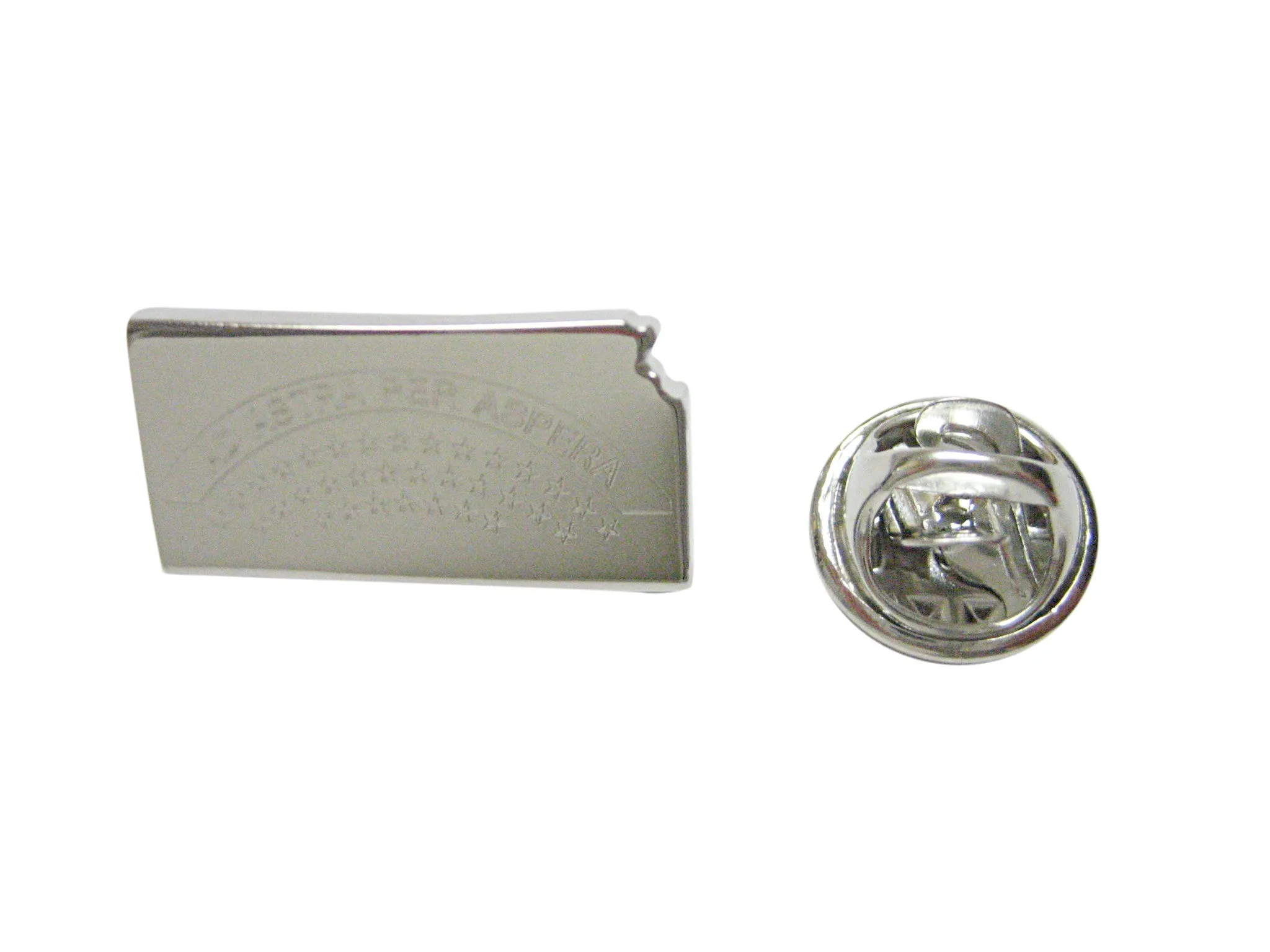 Kansas State Map Shape and Flag Design Lapel Pin