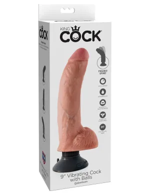 KING COCK 9 in. with Balls Vibrating REALISTIC DILDO