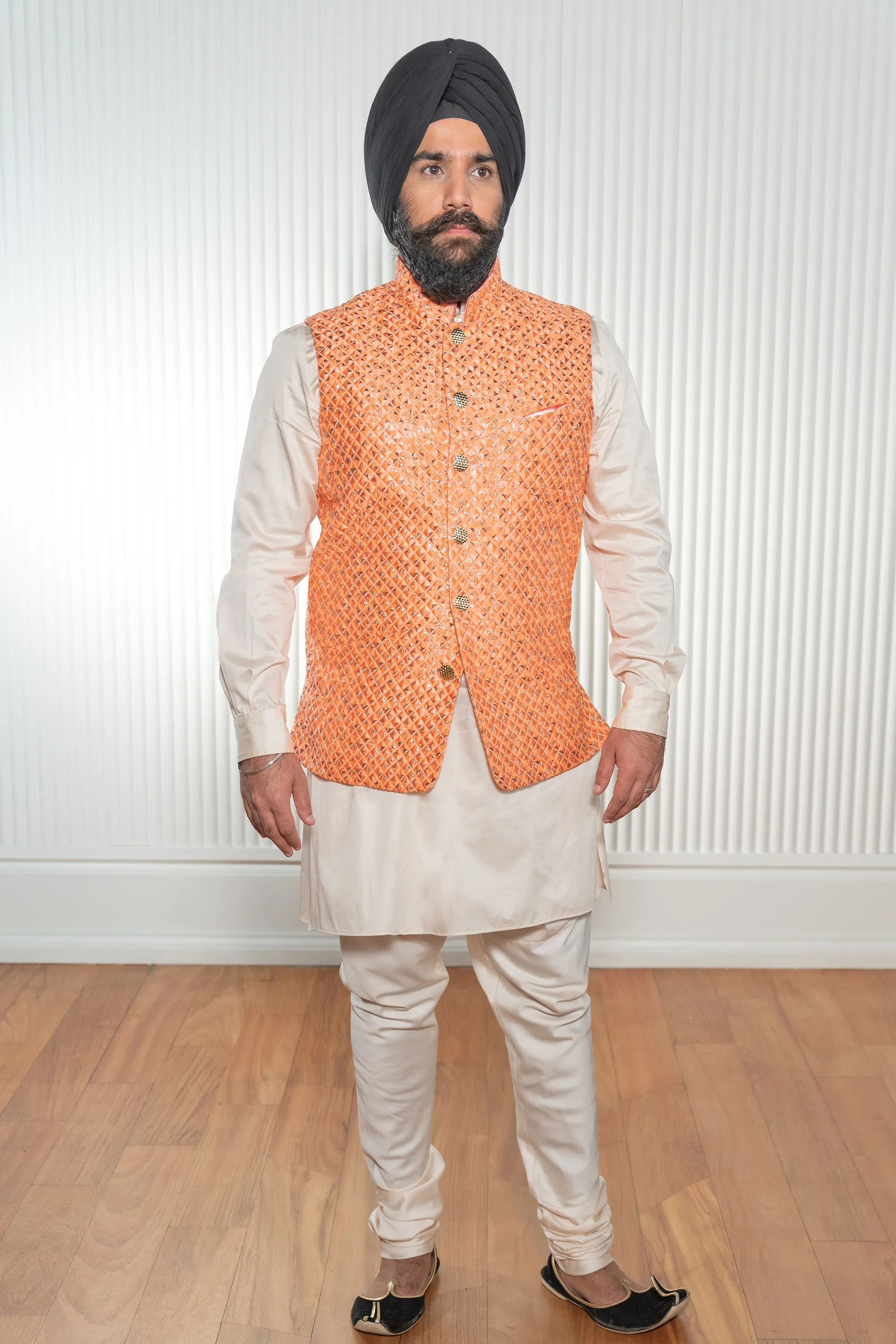 KONA Peach Coral Diamond Jacquard Vest
