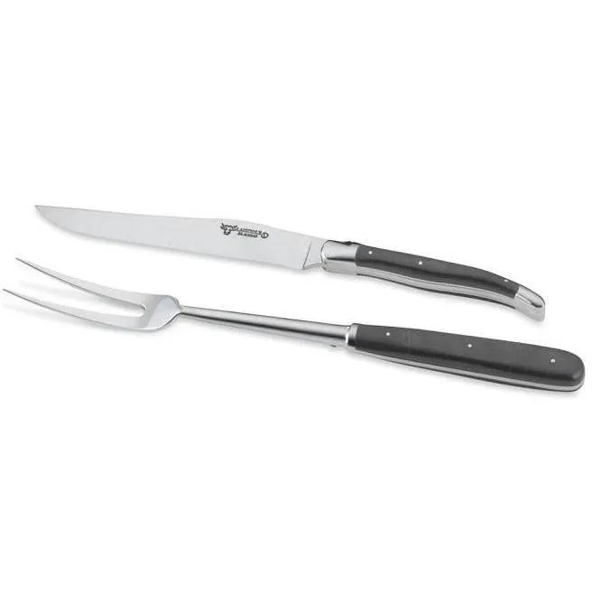 Laguiole en Aubrac Handcrafted Carving Set with Buffalo Horn Handle