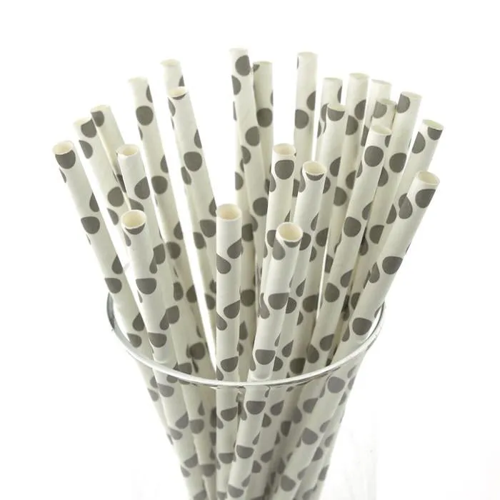 Large Dots Paper Straws, 7-3/4-inch, 25-Piece