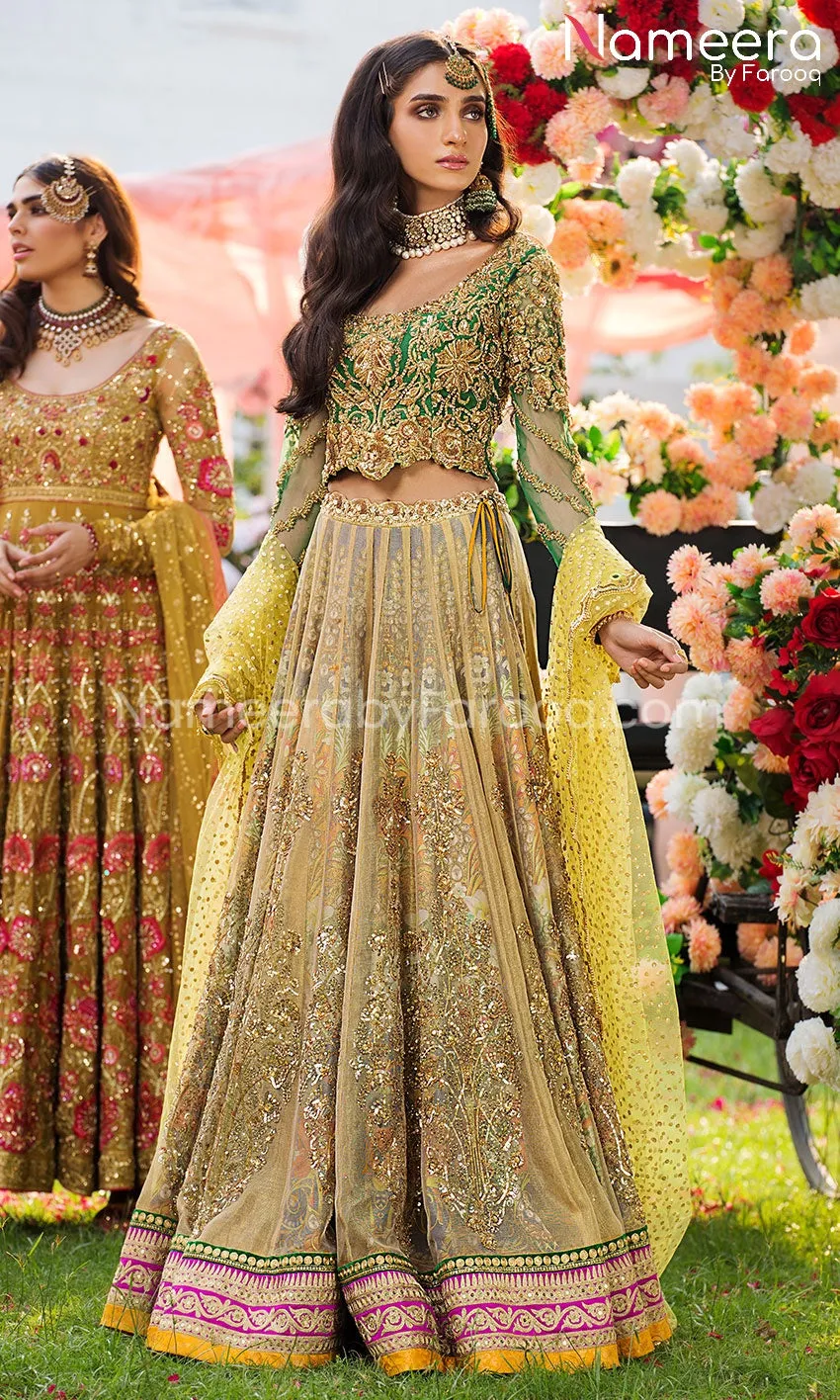 Lavish Bridal Lehenga Choli in Green for Mehndi #BS67