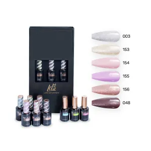 LDS Holiday Collection: 6 Healthy Gel Polishes, 1 Base Gel, 1 Top Gel, 1 Strengthener - SOFT GLAM -  003; 048; 153; 154; 155; 156