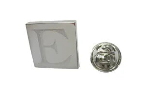Letter E Etched Monogram Pendant Lapel Pin