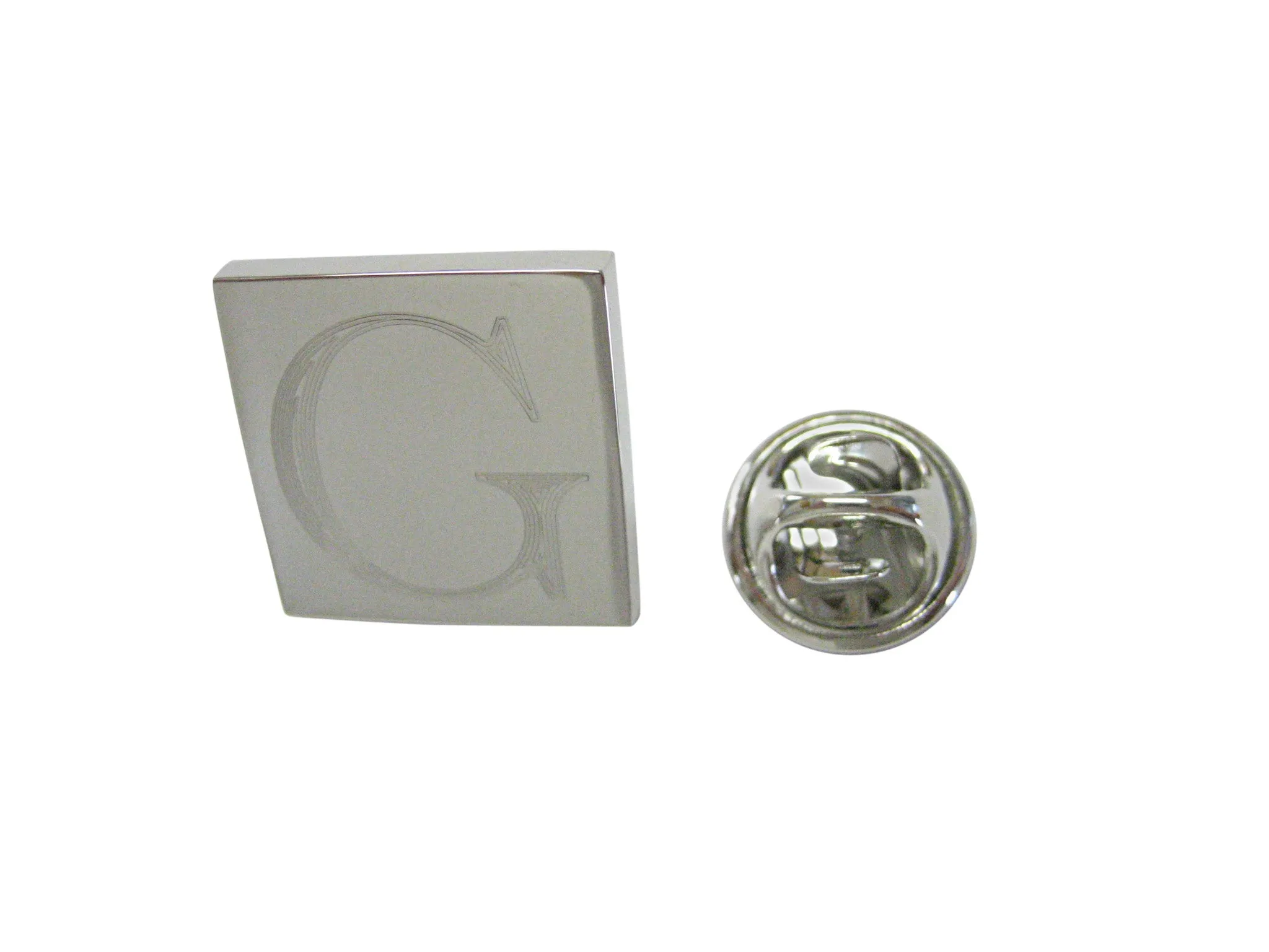 Letter G Etched Monogram Pendant Lapel Pin